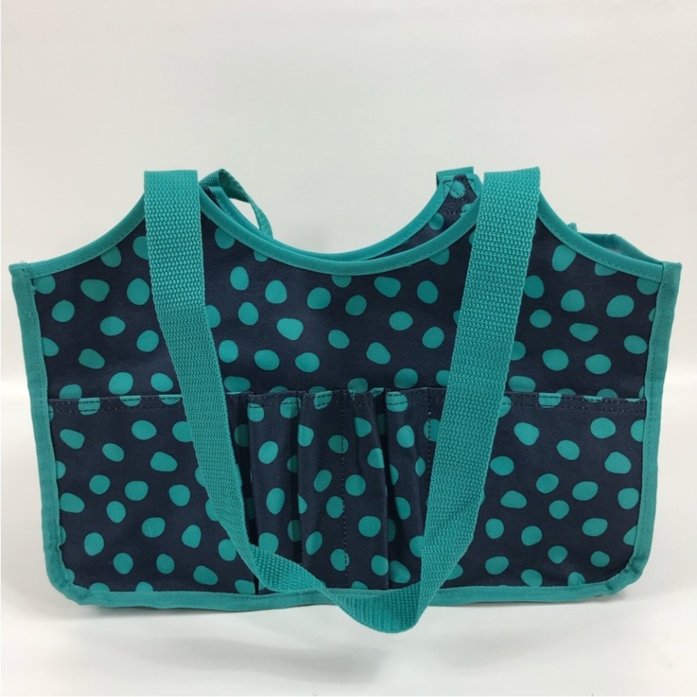Thirty-One Teal Polka Dot Organizing Tote Bag Excellent Condition Travel Car